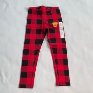 Cat & Jack toddler Girls Buffalo plait Legging red black size XS 4-5‎